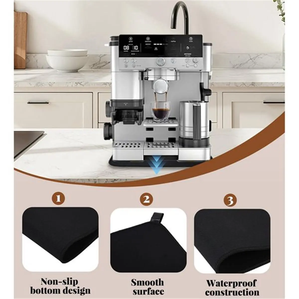 

Коврик-слайдер для кофемашины ES601: плавное скольжение с противоскользящей основой, коврик для кофемашины с гладким покрытием