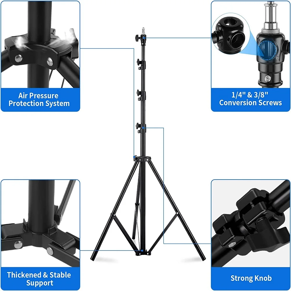 Selens Portable Adjustable 280cm Air Cushion Light Stand Aluminum Alloy Photo Studio Kits Folding Background Tripod Bracket 삼각대