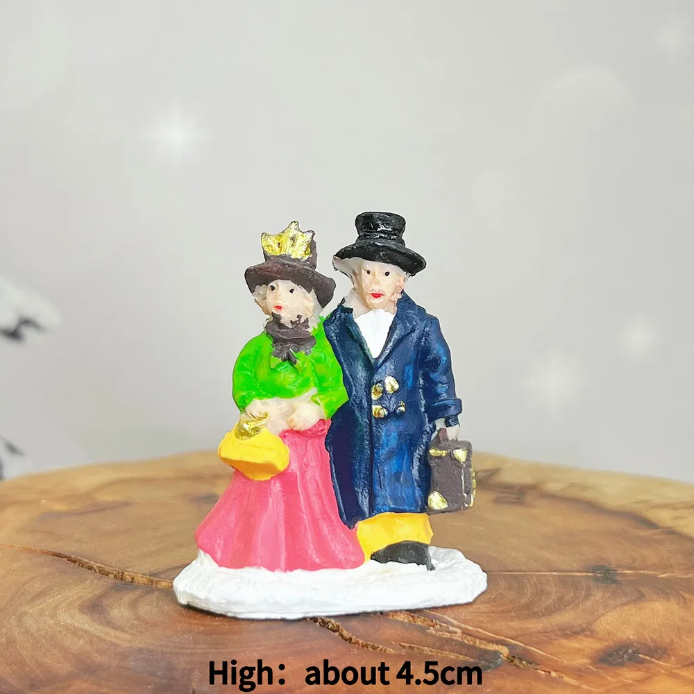 Weihnachtslieder-Sänger Harz-Minifiguren, Winterdorf-Szenen-Dekoration, Feiertagsgeschenk zum Sammeln – Detail 9