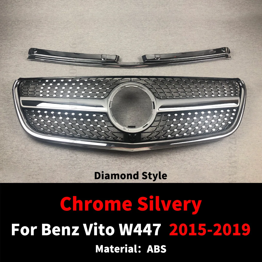 Gemodificeerde accessoire Diamond GT-stijl grille geschikt voor Mercedes Benz Vito W447 2015-2023 motorkap grille midden mesh