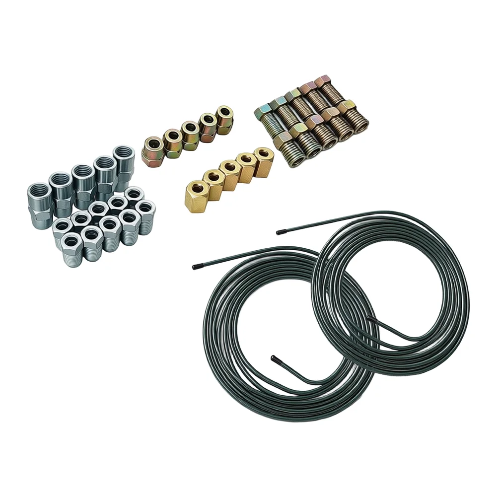 2pcs 3/16 Inch Steel Brake Line Tubing Kit With Fittings Unions Bolts For Car Motorcycle Repair Pipe Assembly Tool