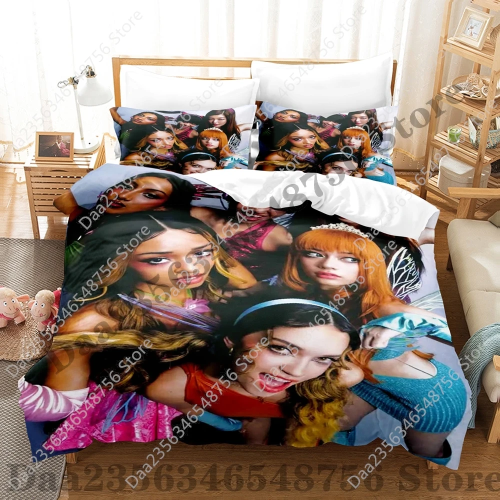 Kawaii Katseye Gnarly Bedding Set Single Twin Full Queen King Size Bed Set Adult Bedroom Duvetcover Sets Anime Bed Sheet Set