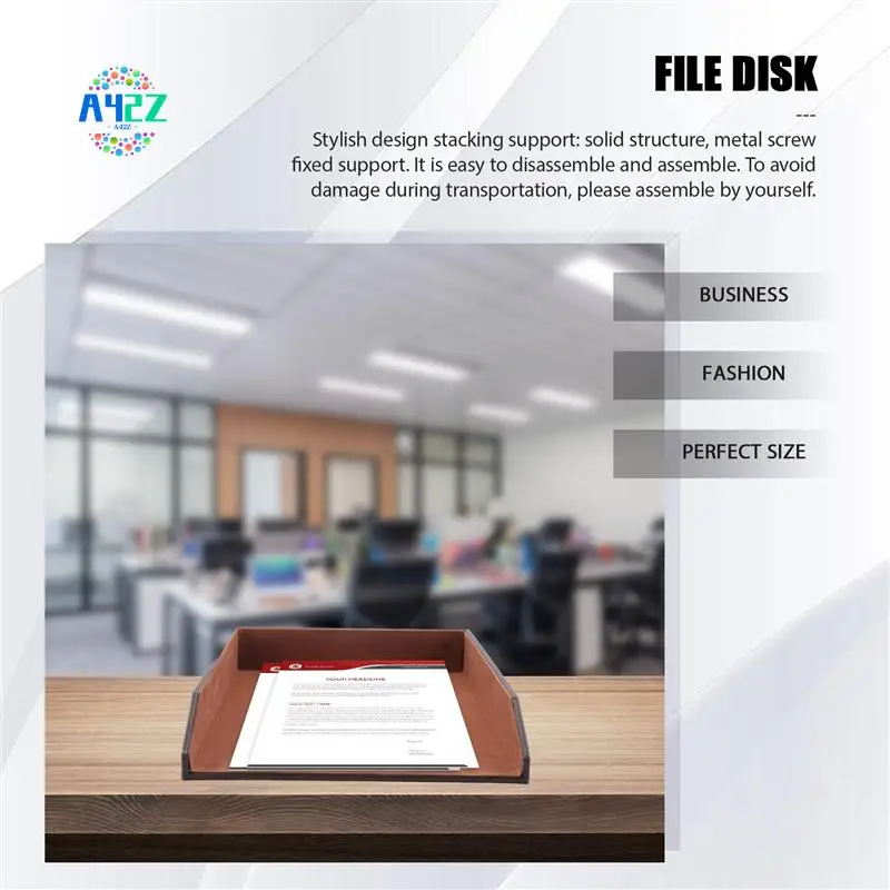 

A42Z-PU Leather Collection Letter Tray,Document Desk Stackable Office File
