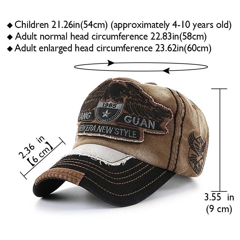 Eagle Soars In The Sky And Flies Freely Eagle Embroidered Large Head Baseball Cap With 3 Wizes To Choose From