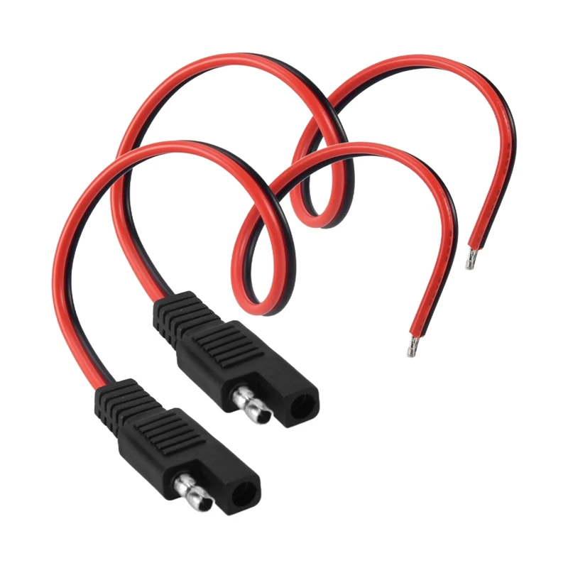 2 Pcs 18AWG SAE Extension Cable 2-Pin SAE Quick Connector Disconnect Plug 10A Solar Battery Panel SAE Plug Wire 1Ft/30Cm