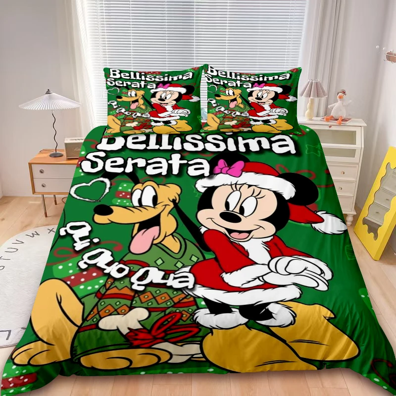 

Christmas Mickey Duvet Cover Set Stitch Merry Christmas Cartoon Bedding Set Comforter Cover for Teens Gifts Bedroom Decor