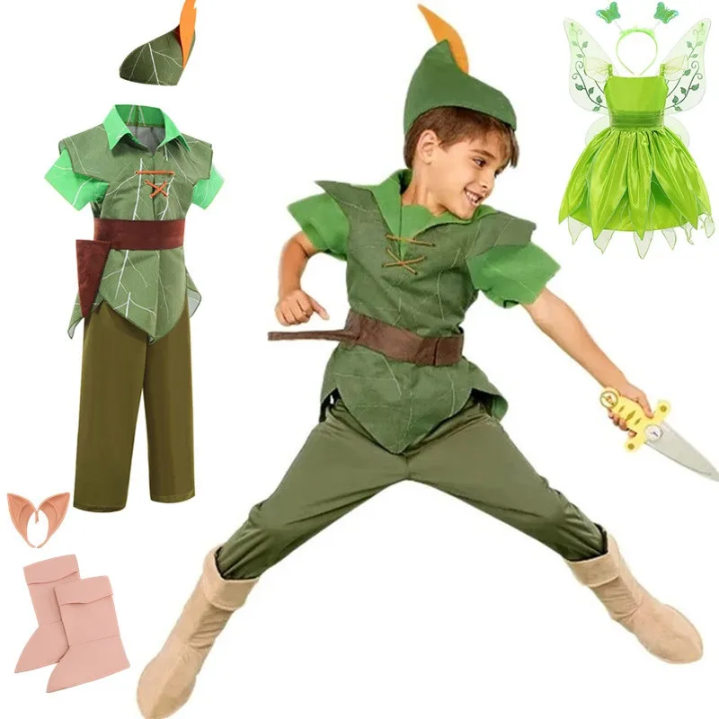 2024 Halloween Boys Peter Pan Kids Anime Cosplay Costume Carnival Party COS T-shirt pants Suit Superhero Christmas Costumes