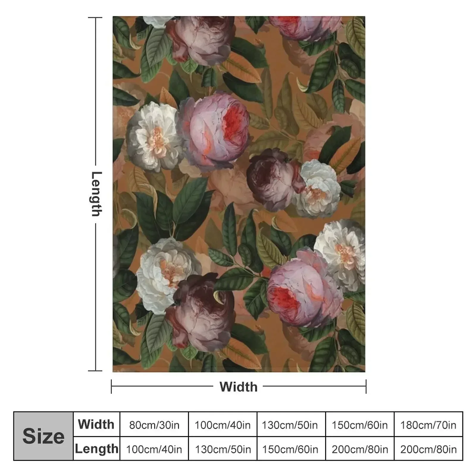 Copper Jan Davidsz. de Heem Vintage Roses Flowers Botanical Garden Throw Blanket