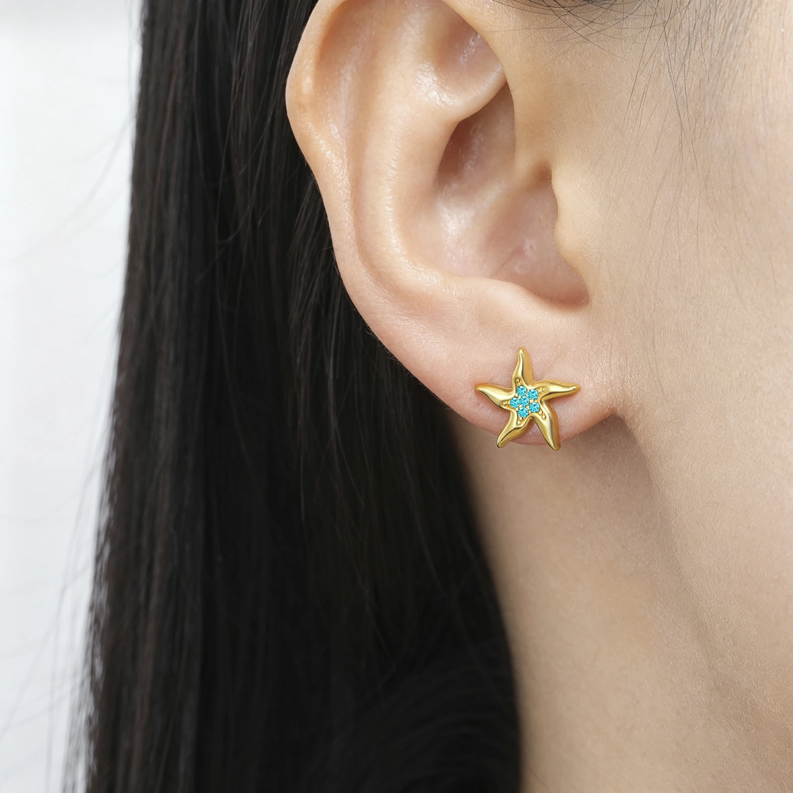 Eueavan 3D-Ohrringe mit Strasssteinen in Form von Seesternen, im Ozean-Stil, mit aufgesetzten Kristallen, Schmuck aus Edelstahl für Damen, Geschenk, Großhandel. – Detail 1