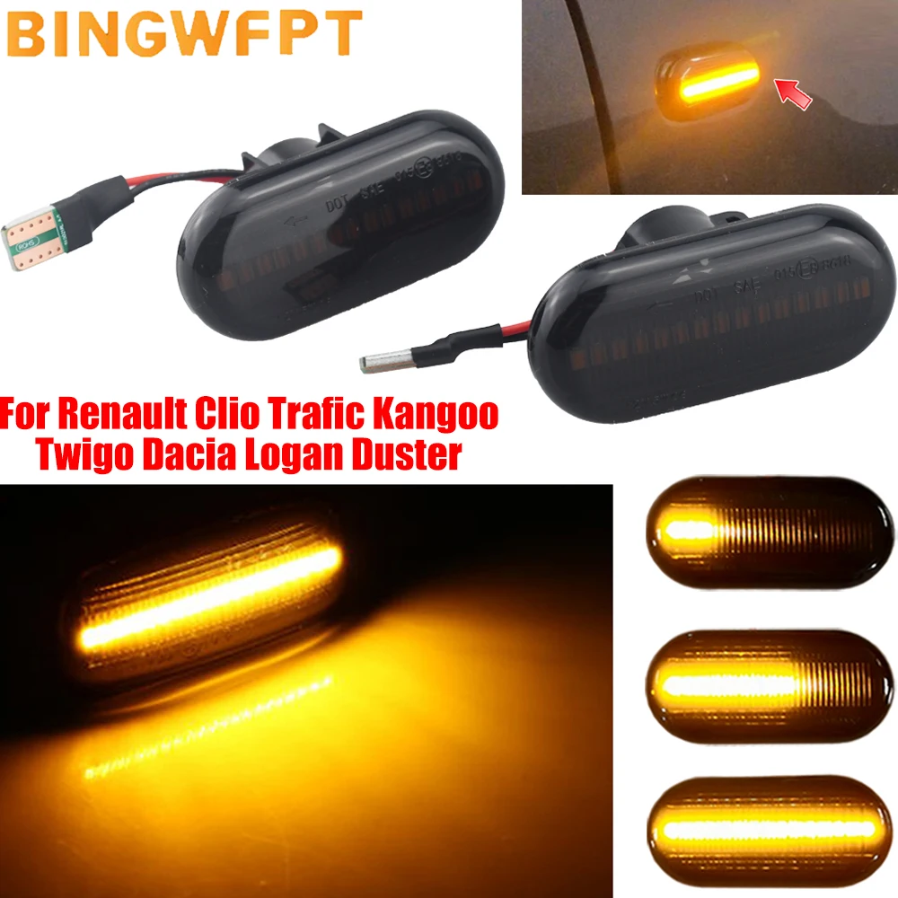 For Renault Clio 1 2 KANGOO MEGANE ESPACE TWINGO MASTER Led Dynamic Side Marker Turn Signal Light for Nissan Opel Smart FORTWO