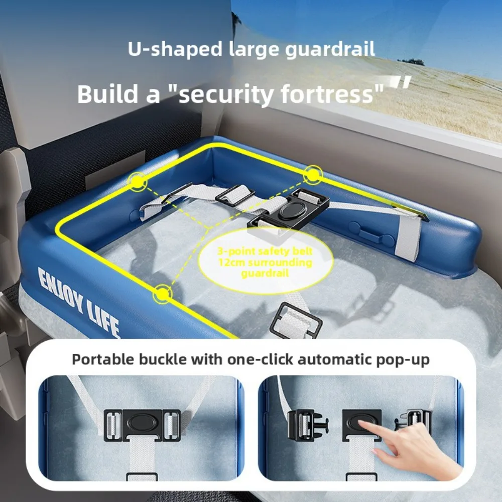 Inflatable Toddler Airplane Bed & Car Seat Extender Portable Kids Travel Mattress for Flying & Road Trips Sleeping Cushion