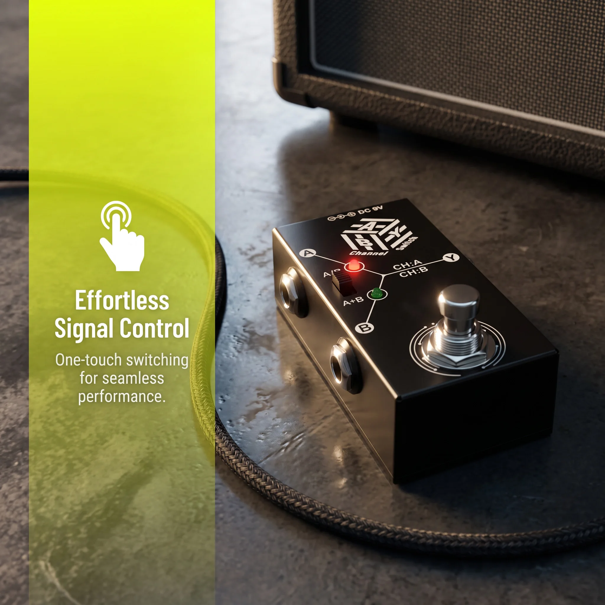 Miwayer Anti-slip ABY Line Selector Pedal, True Bypass Metal Shell ABY Box Channel Switch for Electric Guitar Bass