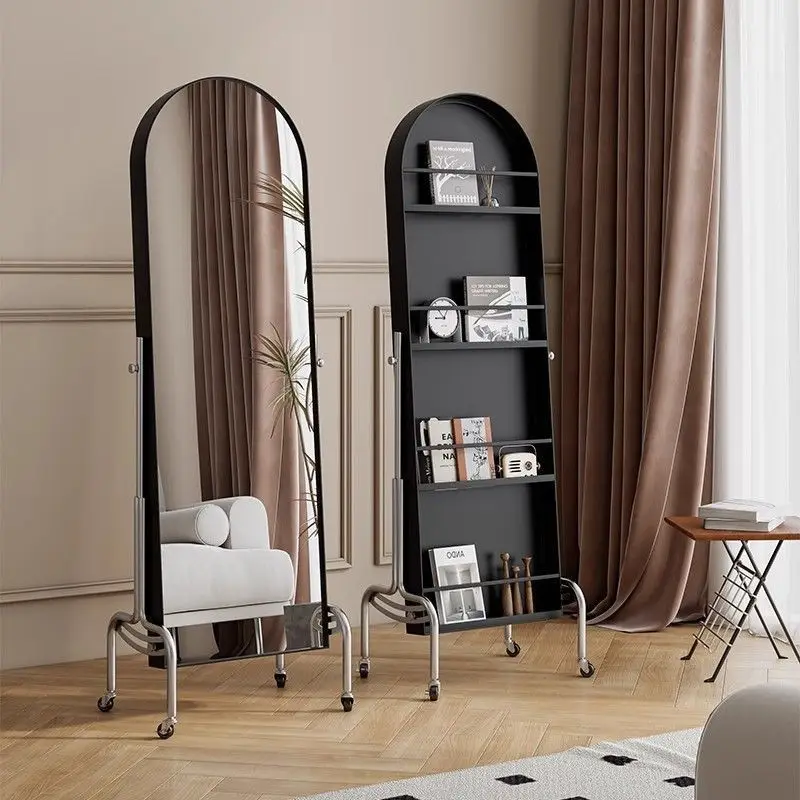 & Full Length Mirror with Rotatable Storage Shelf, Adjustable Movable Dressing Mirror for Bedroom Home Use Wholesale