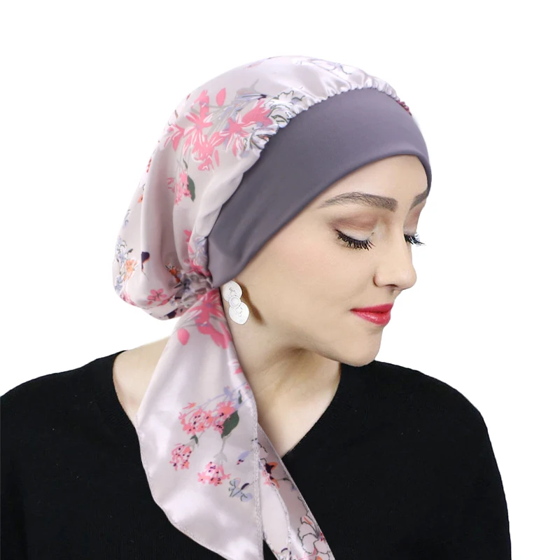Gedruckt Pre-tie Kopftuch Frauen Elastische Muslimische Weibliche Turban Krebs Chemo Hut Haarausfall Abdeckung Kopf Wrap Kopfbedeckung Stretch Bandana – Detail 13