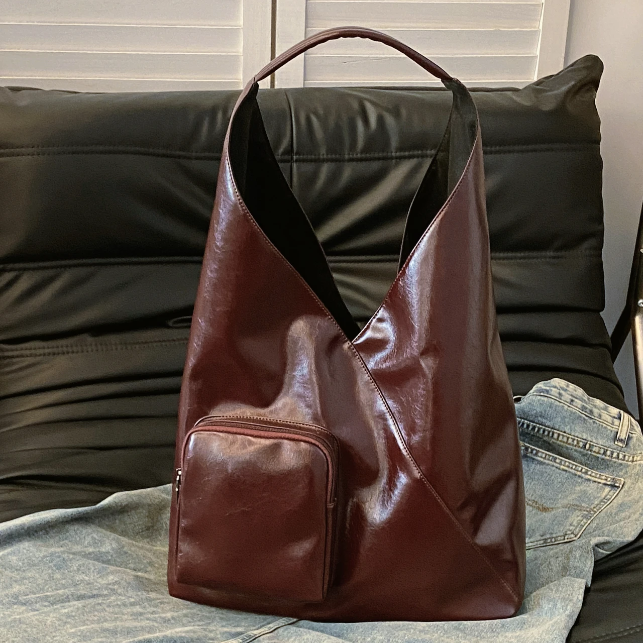 Large PU Leather Shoulder Bags Women Solid Black Big Packages Lazy Style Soft Hobo Bags New In 2024 Fashion Female Bags Handbags