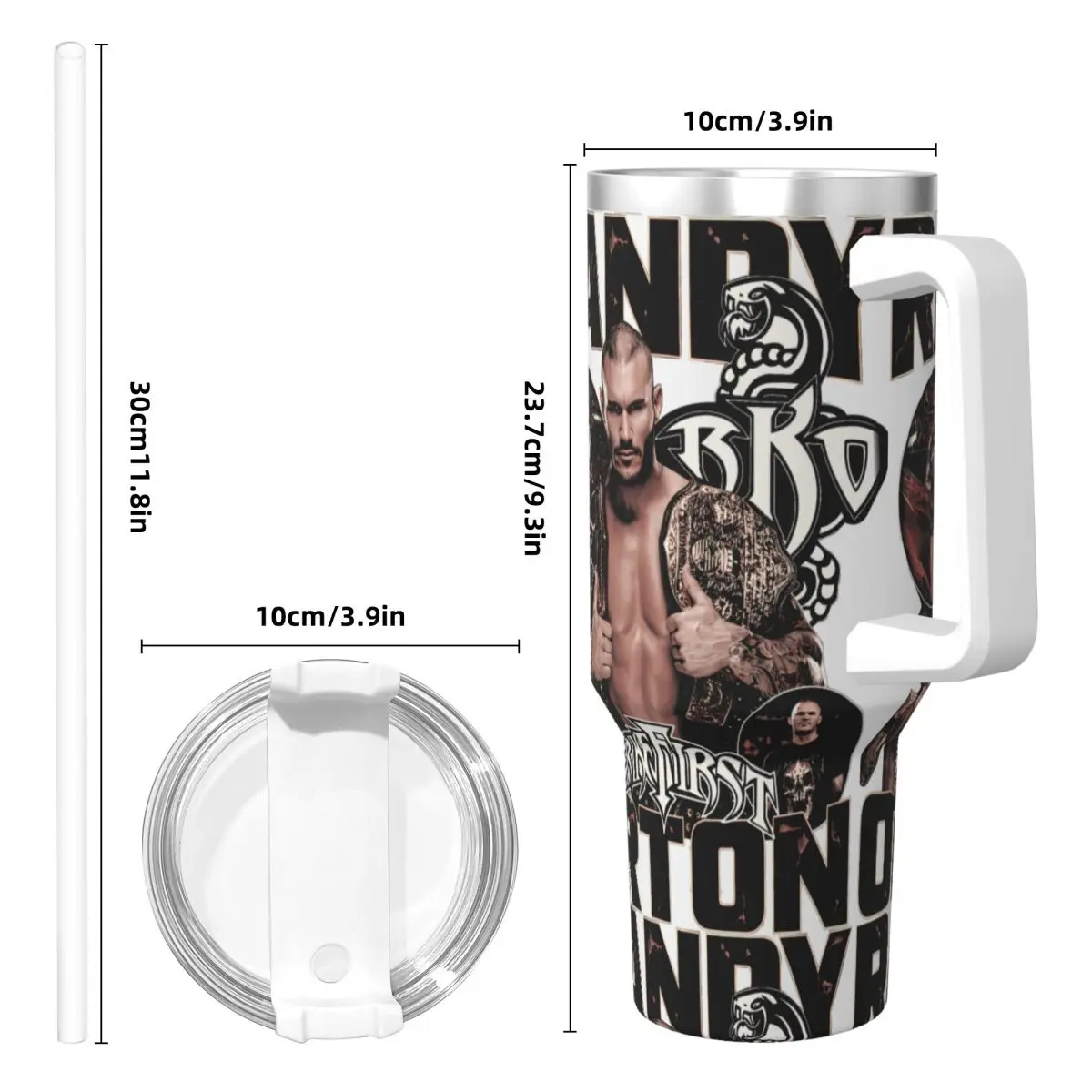 بهلوان من الفولاذ المقاوم للصدأ راندي أورتون سترايك أول كوب حراري مانع للتسرب كوب أكواب بارد وساخن زجاجة مياه جرافيك للتخييم #3