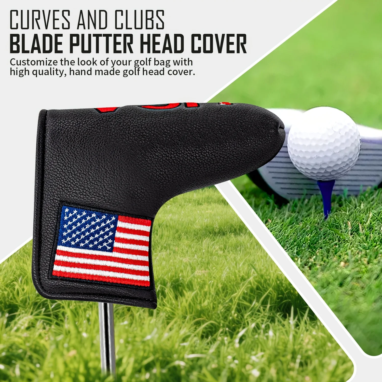 1pc USA Style Golf Putter Cover - Premium Blade Headcover with Soft Lining, Durable Golf Club Accessory for Men & Women, - view 2