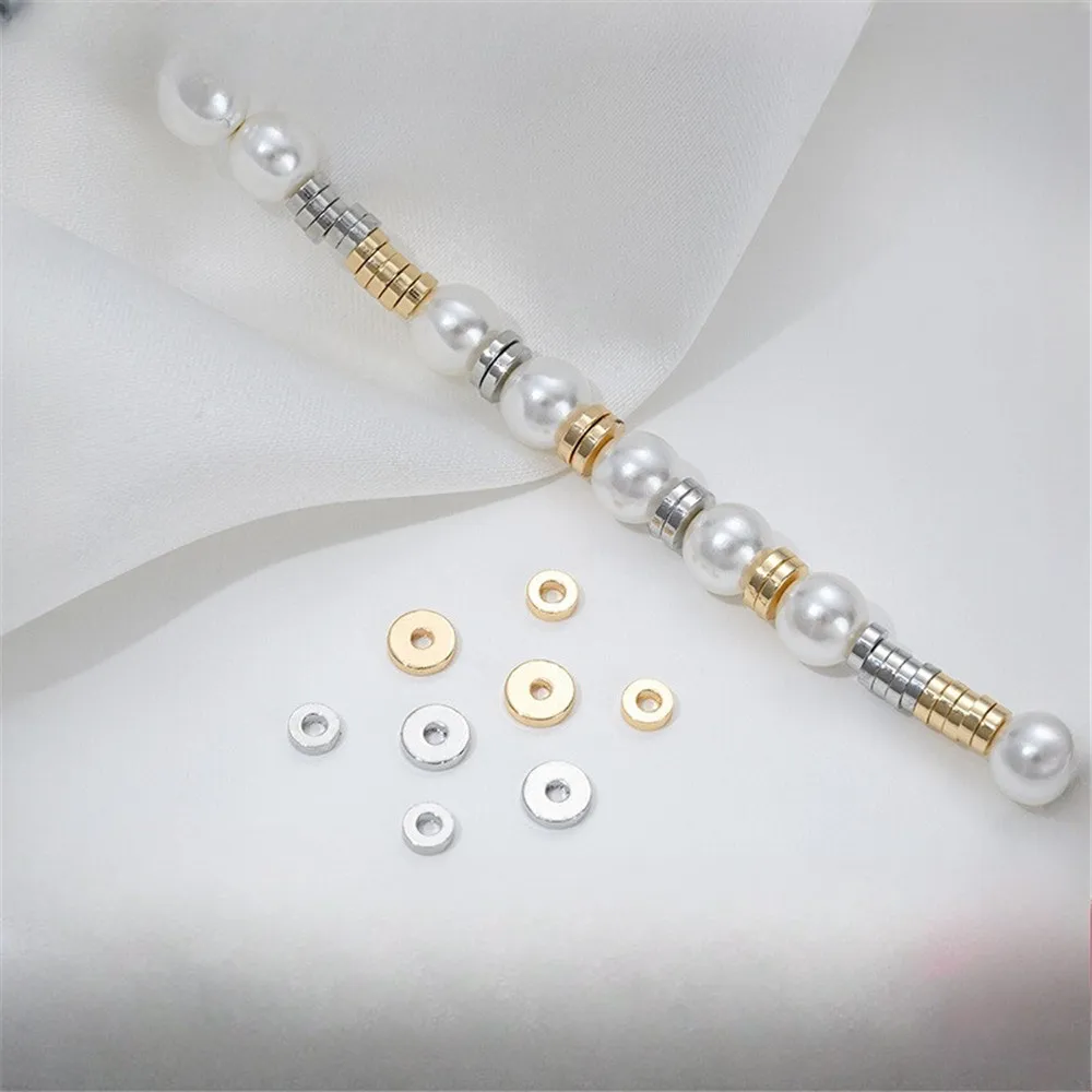 

Flat Piece 14K Gold-wrapped Flat Spacer Handmade Beaded Bead Spacer DIY Bracelet Necklace Jewelry Accessories Material