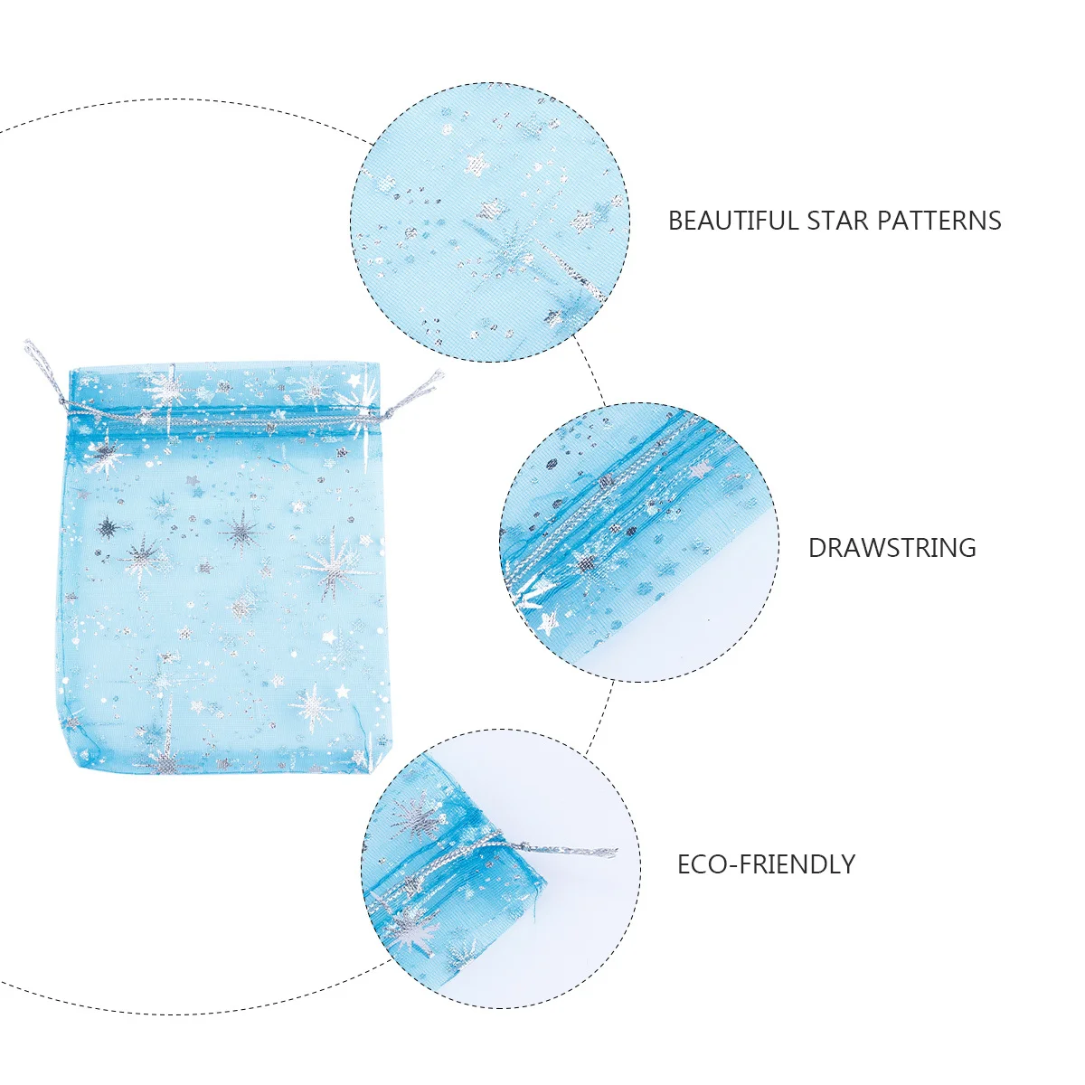 

50Pcs Gift Bags Eco-Friendly Star Pattern Drawstring Candy Pouches Packaging Bags Lovely Multipurpose Snack Storage for