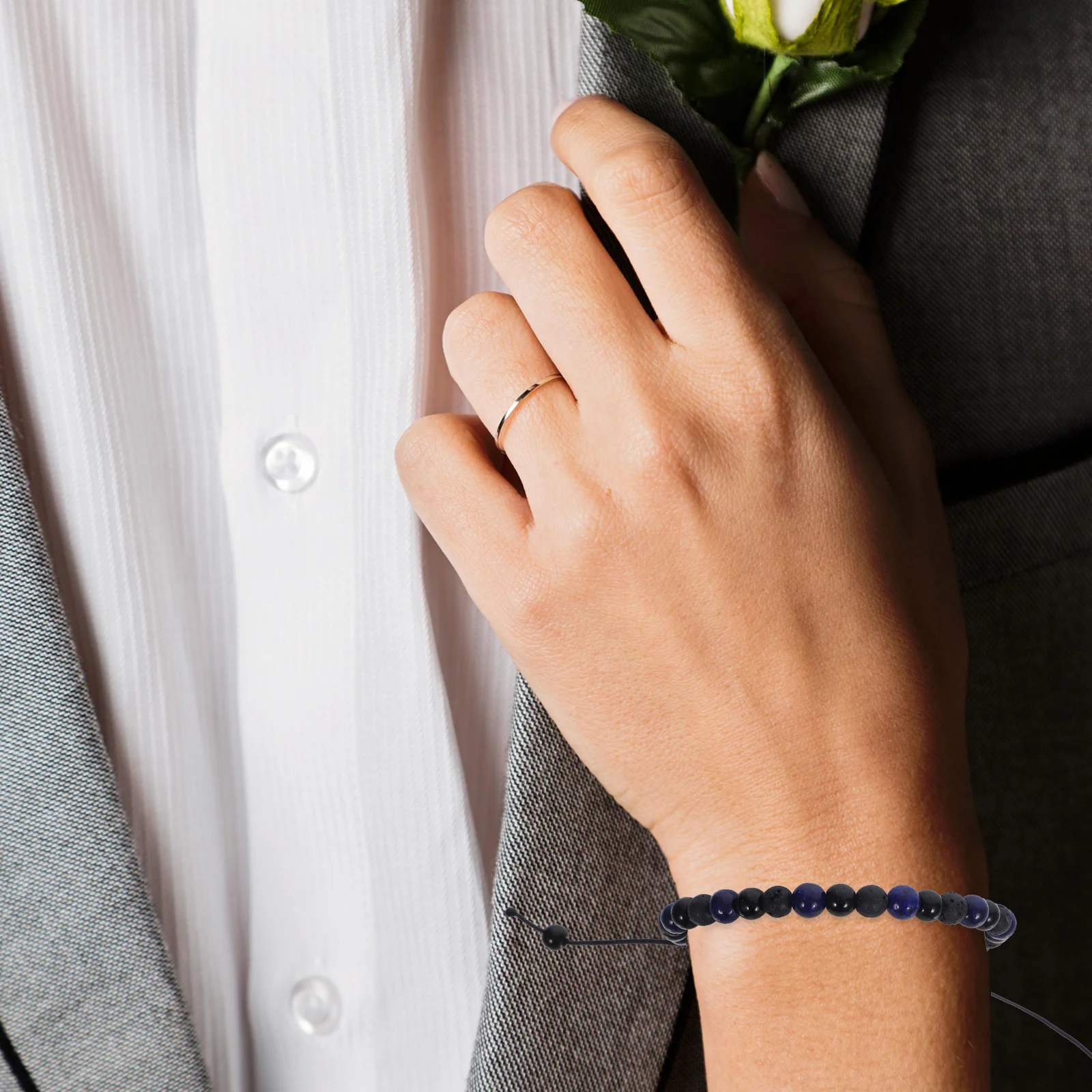 

2pcs Obsidian Beaded Bracelet Adjustable Natural Stone Bracelets For Women Men Chakra Healing Energy Stylish Gift Pack