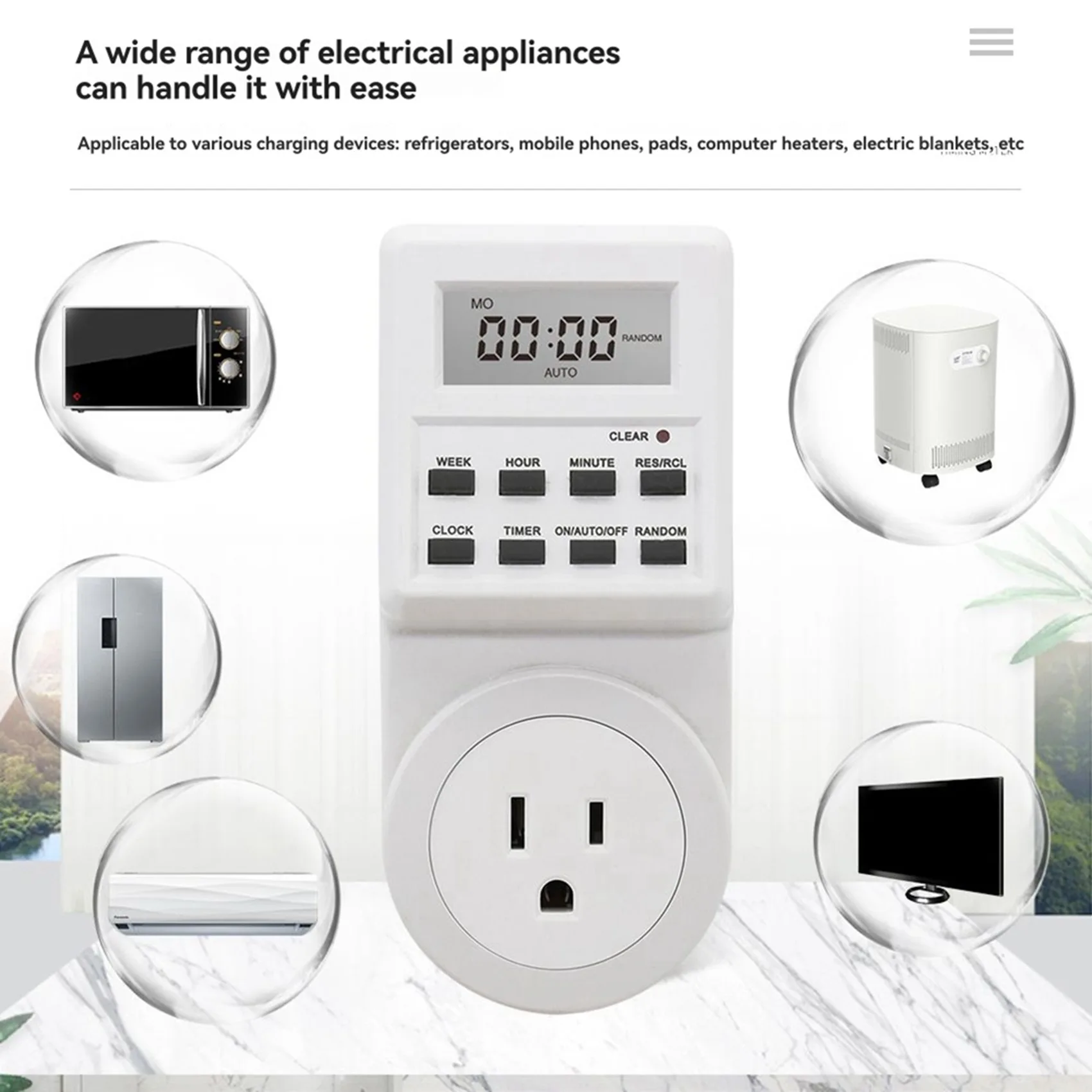 ABGG-2X Digital Electronic Timer Switch Socket US Switch Socket 120V-60Hz 24 Hour Programmable Timing Socket US Plug