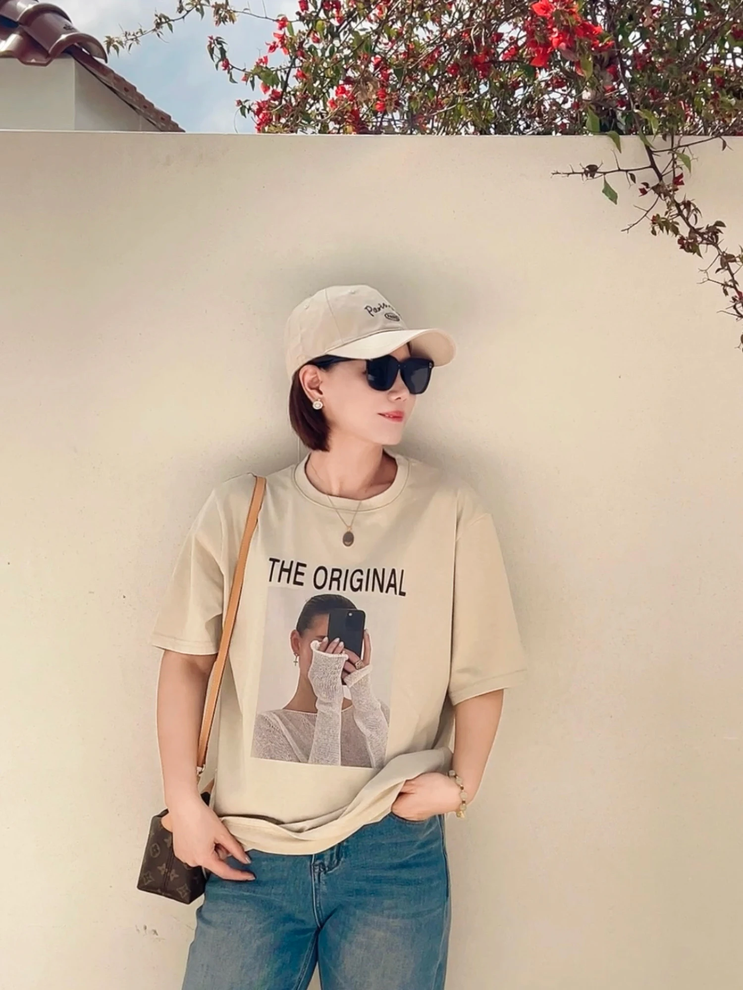

Loose Fit Printed Hoodie T-Shirt Women's Casual Spring Summer New Style round Neck Short Sleeve Cotton Portrait Design