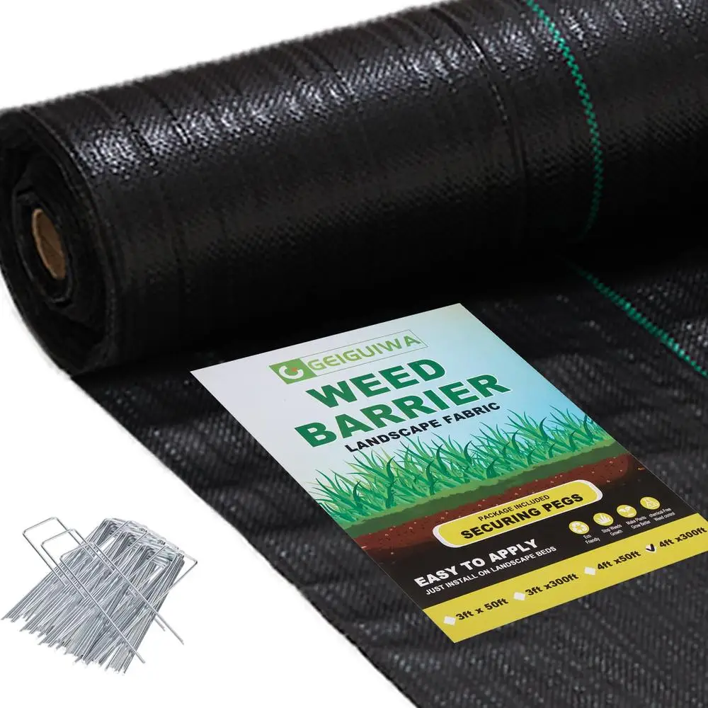 Heavy Duty Weed Barrier Fabric 4ft x 300ft Eco-Friendly Landscape Cloth Garden Weed Control and Soil Protection