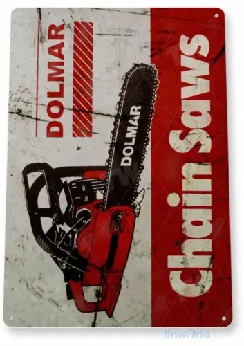 DOLMAR KETTENSÄGE 11 X 8 ZINN-SCHILD AUTO MECHANIKER WERBEWERBUNG - Aluminium
