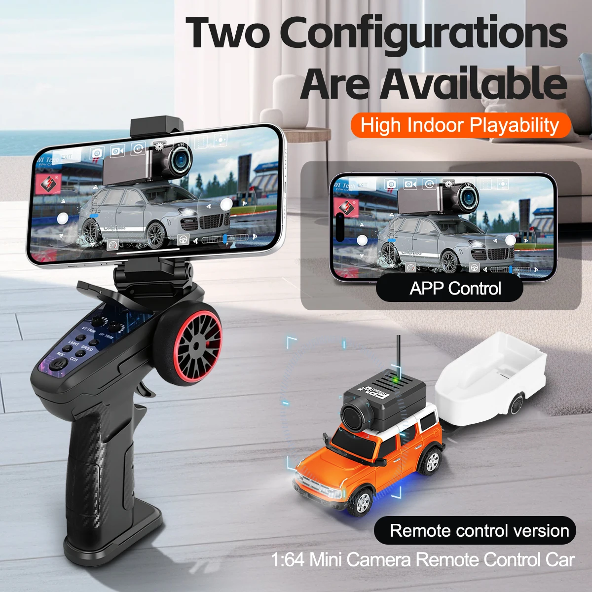 WLtoys 6405 APP RC Car FPV RWD Self-Stabilizing Mini 1:64 Scale Fully Proportional Remote Control Car Model Wild Horse