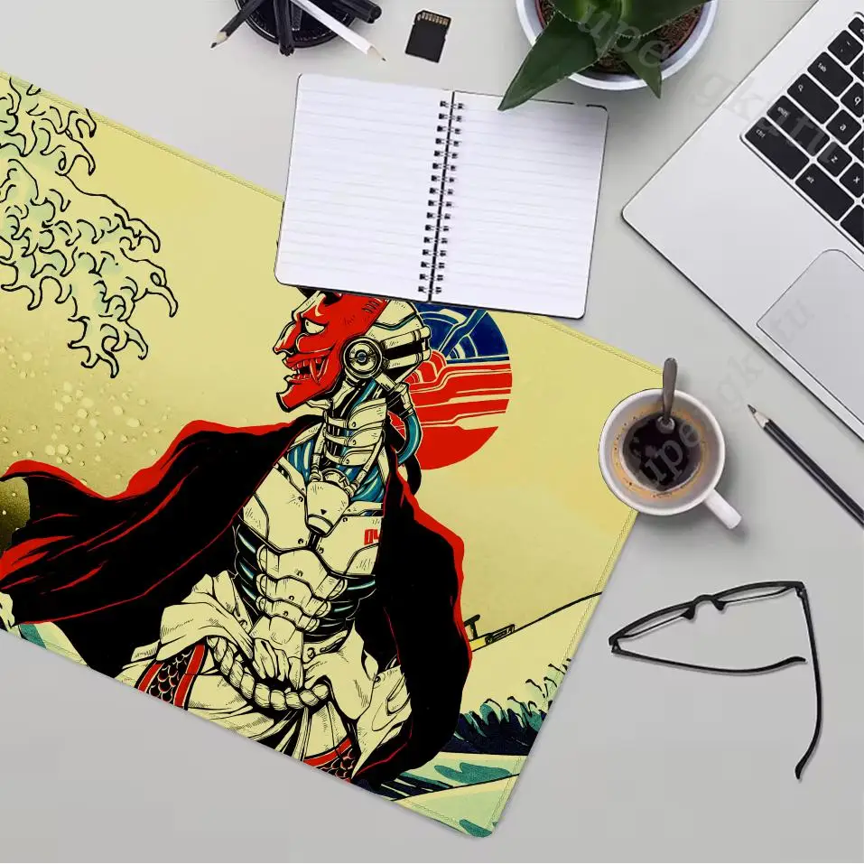 

Wave Warrior Mouse Pad Gamer Computer Accessories Keyboard Desk Pad Black Mouse Pad Company Game Laptop Desk Accessories