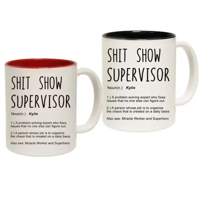 1Pcs New 350ml Dunder Mifflin Personalised Shit Show Supervisor Coffe Cup Funny Ceramic Tea Milk Cocoa Mug Unique Birthday Gifts