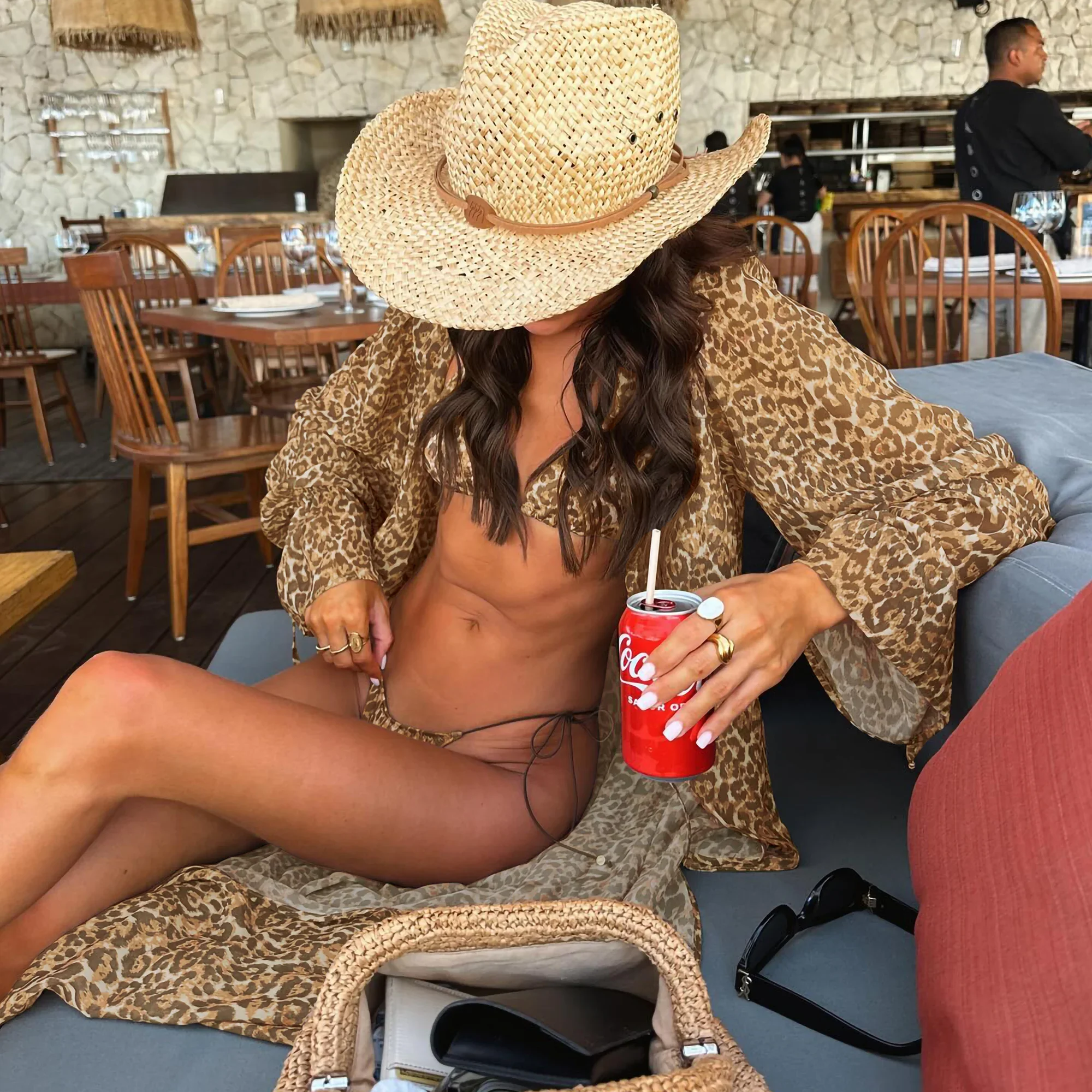 3 Pcs Leopard Bikini Swimsuit with Cover Up kimonos Swimwear Women Bathing Suit Bandage Bikini Set Swimming Suits Biquini