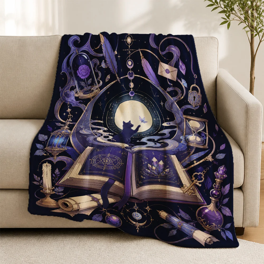 Mystical Tarot Moon Glow Sofa Throw Blanket Celestial Astrology Witchy Gothic Couch Decor Cozy Fleece Lap Blanket Luxury Magic G