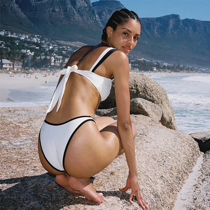 New European and American Women's Bikini Set with High Waist, Split Design, and Fashionable Swimsuit