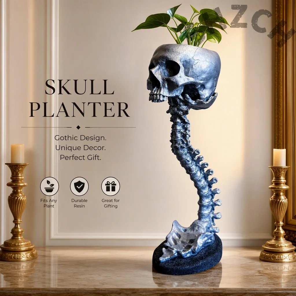 Modern Small Skull-Shaped Ceramic Planter for Indoor Plants, Bonsai, or Balcony Decor