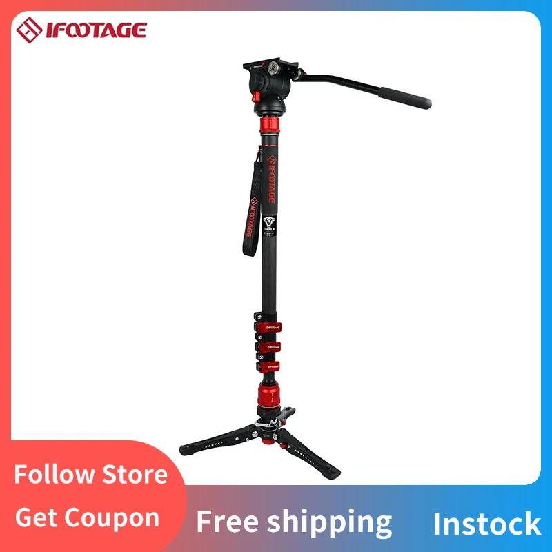 IFOOTAGE Cobra 3 Monopod with Fluid Head DSLR C Professional Portable Travel Monopod Kit For Canon Nikon Sony Olympus Panasonic