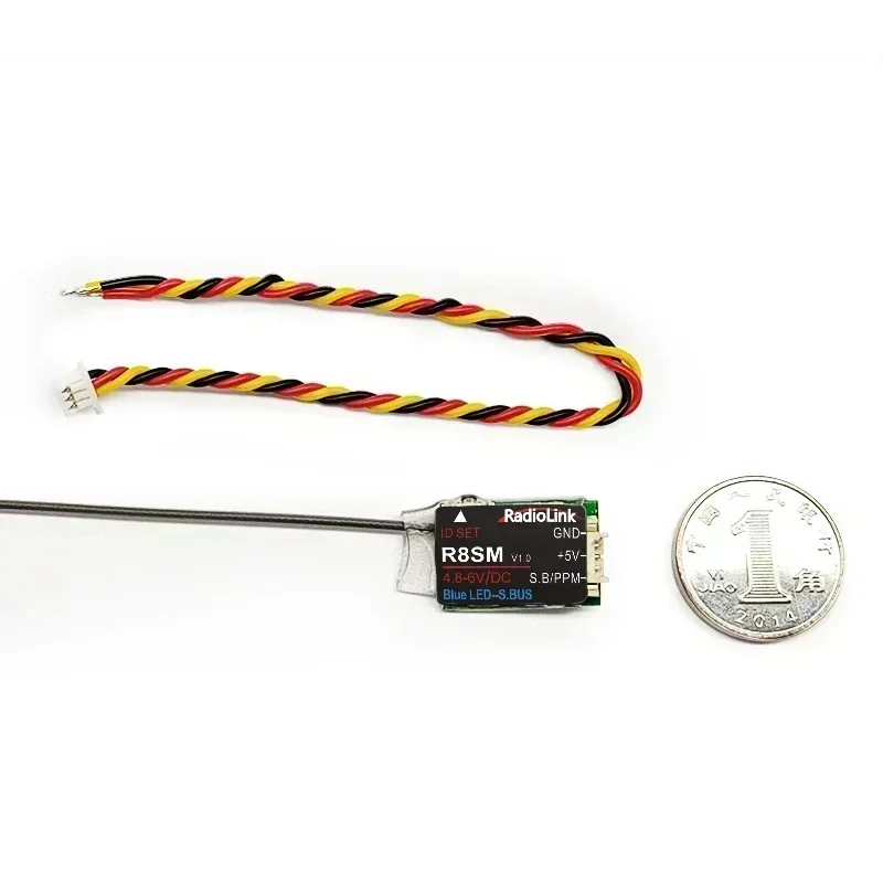 Receptor RC Radiolink 2,4 GHz R8SM 8CH |   SBUS/PPM RX ultracompacto |   para mini drones FPV: compatible con transmisores T8FB/T8S