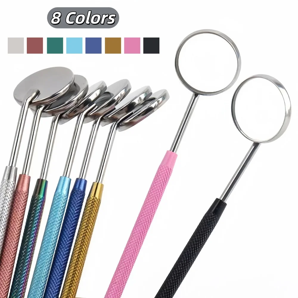 50/20Pcs Dental Mouth Mirror Reflector Odontoscope Multifunction Checking Oral Detachable Stainless Steel Handle 8 Colors
