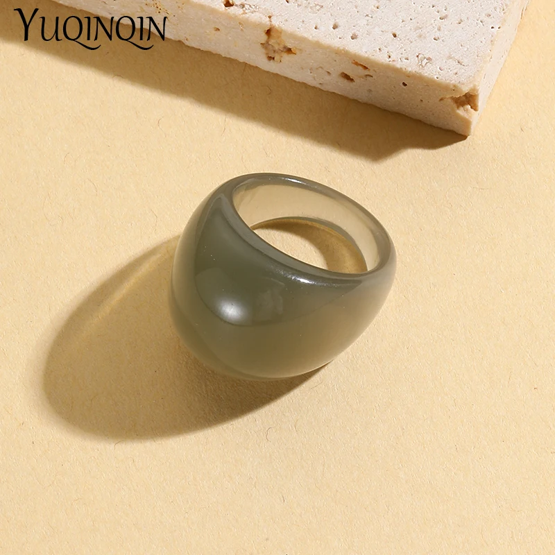 New Vintage Korean Resin Big Rings for Women Couple Geometric Punk Finger Ring for Girls Minimalist Simple Party Fashion Jewelry