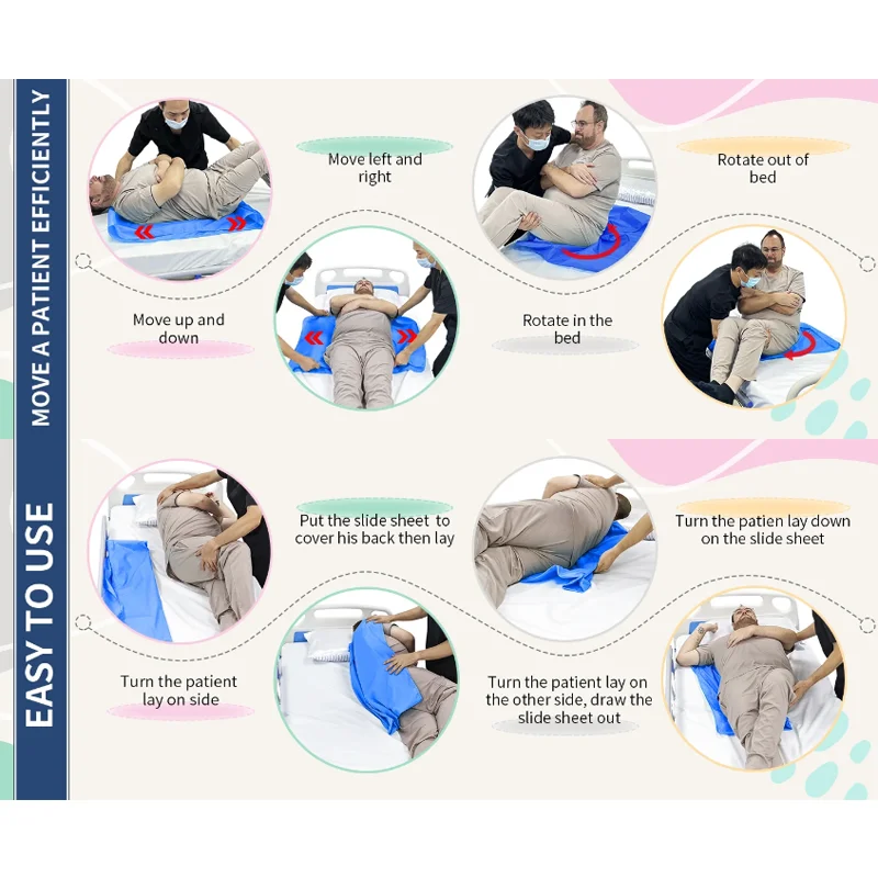 2 Color Patient Multi-functional Sliding Cloth Turning Auxiliary Pad Bedridden Elderly