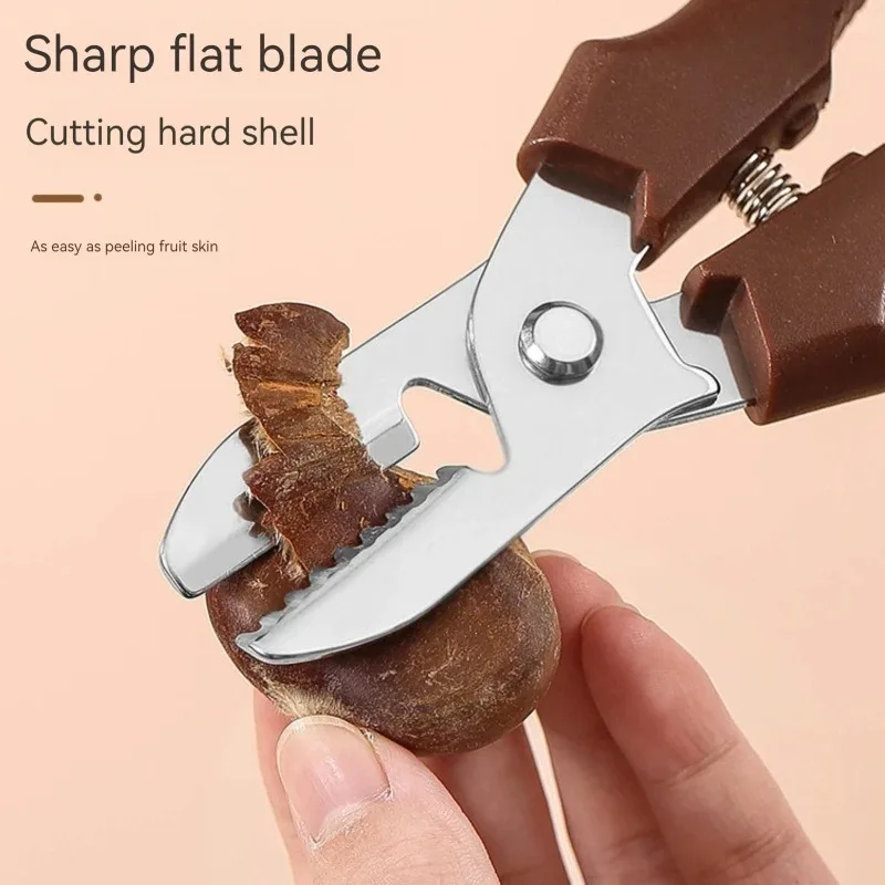 Multipurpose Chestnut Scissors Peeler Chestnut Shell Peeling and Leather Clip Cross Cutting Knife Chestnut Peeler For Kitchen