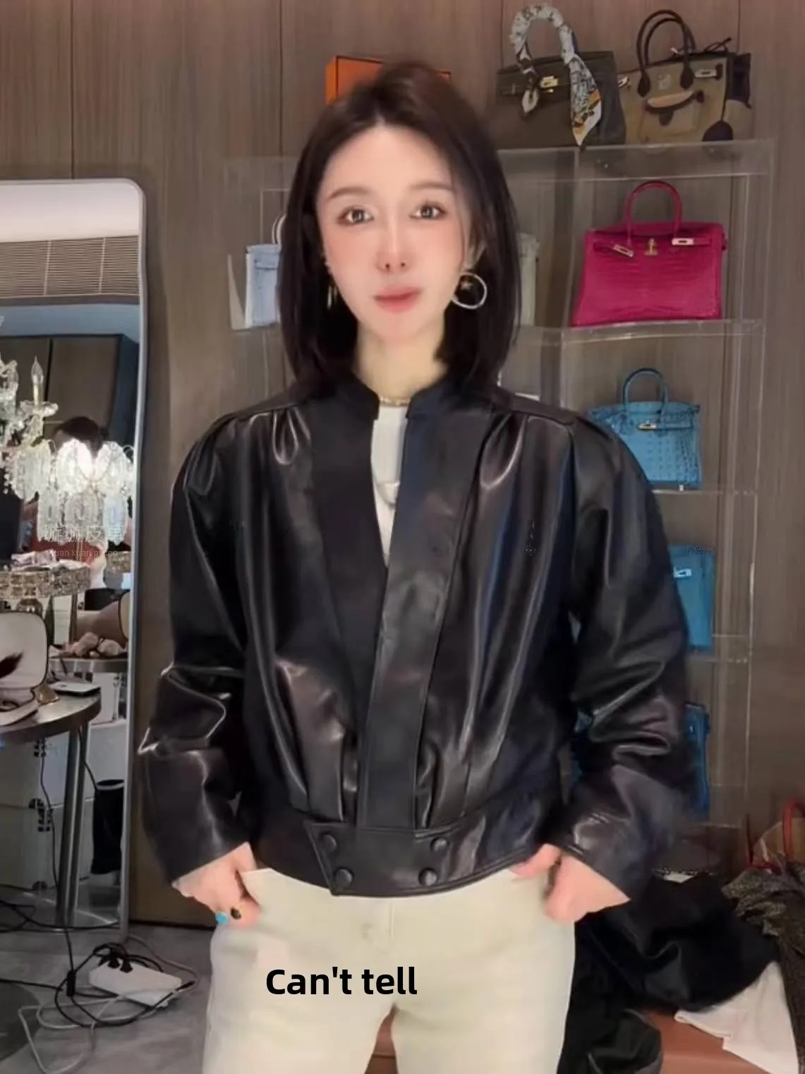 

Ning 2026 New Sle Women's Leather Jaet Genuine eepskin Long Sve Zipper Closure Luxury Feel Small Size Friendly