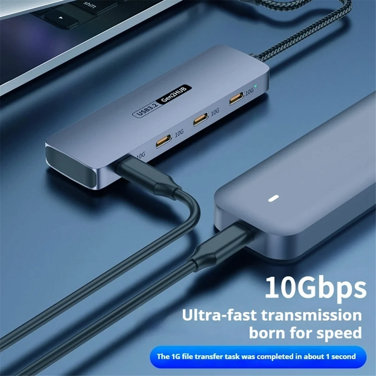 4 พอร์ต USB C HUB ความเร็วสูง 10Gbps USB C Splitter สําหรับแล็ปท็อปพีซีอุปกรณ์เสริมแท็บเล็ตโทรศัพท์ฮาร์ดไดรฟ์ USB Type-C 3.2 HUB