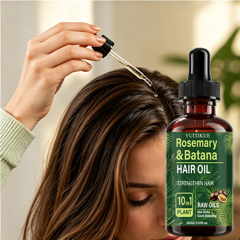 Rosemary Batana Hair Oil 10 In 1 Plant Raw Oil Quick Absorb Non Sticky Strengthen Nourish Dry Frizzy Daily Hair Scalp Care 30ml