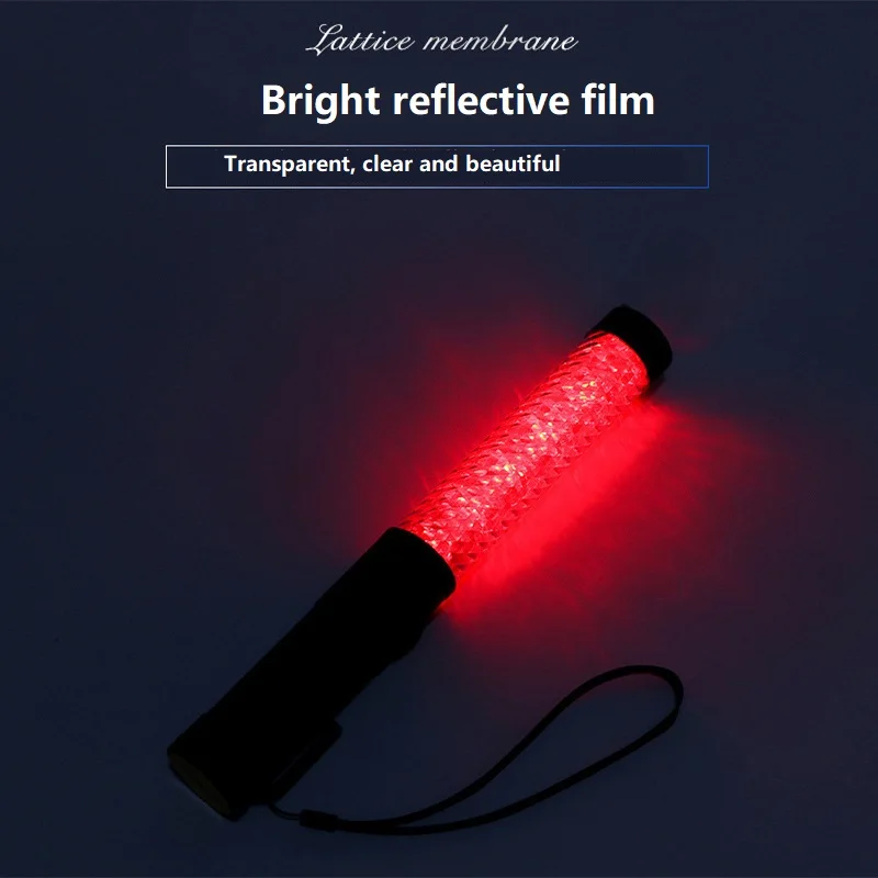 29cm Built-in Battery Multi-function LED Traffic Baton Warning Light Whistle Magnet Hook Buzzer Fluorescent Guide Rod