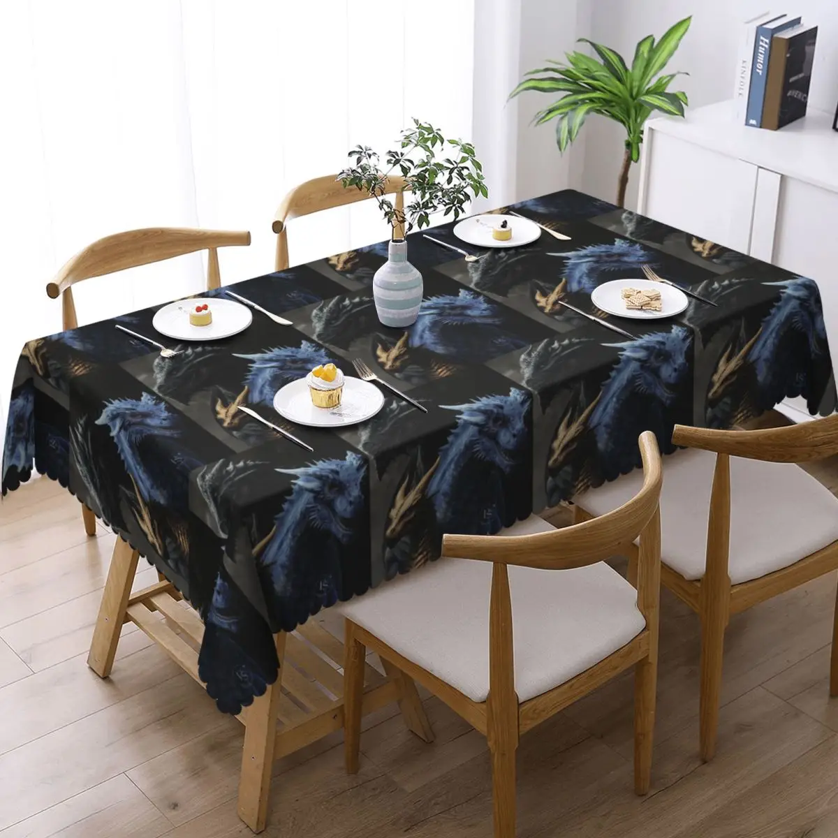 Fourth Wing Dragon Customized Rectangular Tablecloth Oilproof Table Cover for Dining Events Table Cloth