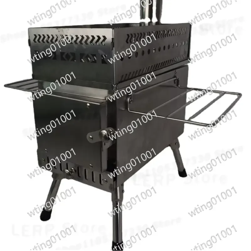 for Portable Stainless Steel Wood Burning Sauna Heater with Built in Smokeless BBQ Grill and Chimney for Outdoor Camping