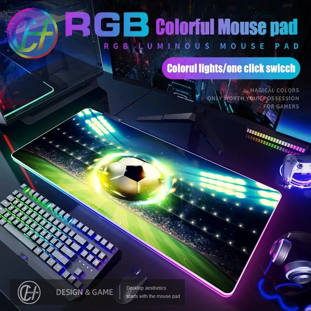 

900x400x3mm HYBXAXC Soccer Football Large Gaming Mouse Pad RGB Gaming Mouse Pad Desk Mat HD Gamer Large LED Light XXL Desk Mat