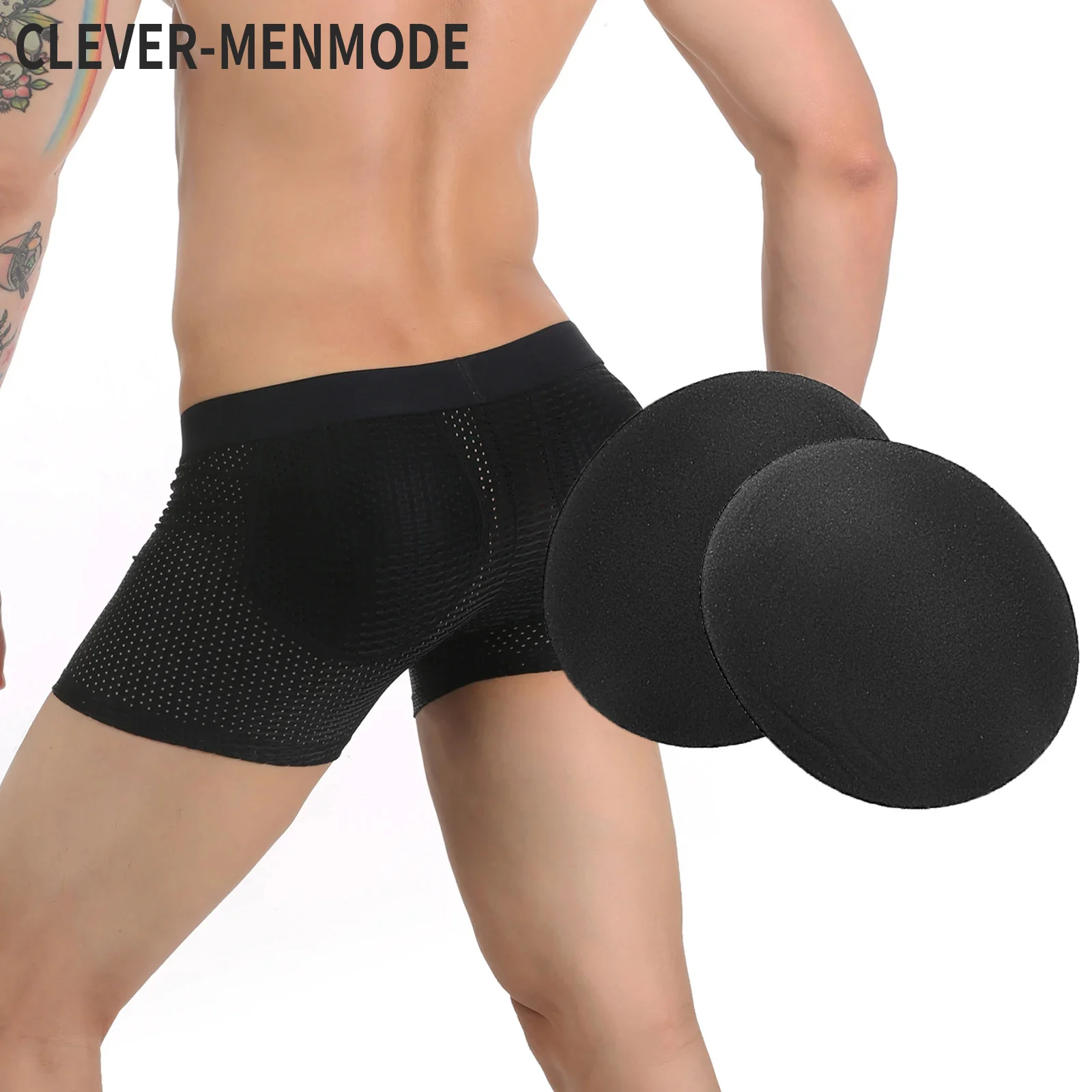 CLEVER-MENMODE 2 pcs Hip Shaper Padded Briefs Butt Pad Sexy Men Underwear Sponge Enhancer Underpants Push Up Cup Panties Lifter