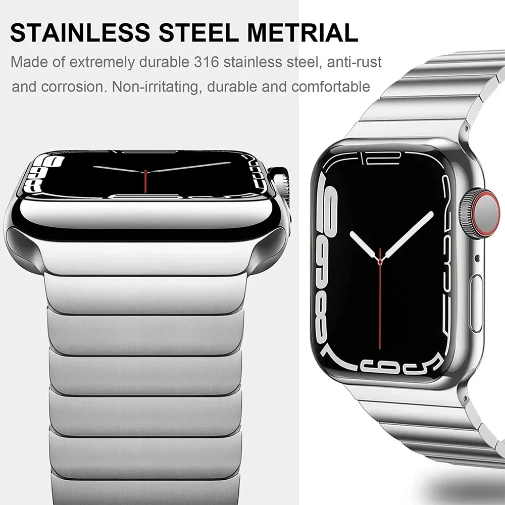 Titanium Color Stainless Steel Strap for Apple Watch Band Ultra2 49mm 45mm 44mm 42mm 41mm 40mm Link Bracelet IWatch 9 8 7 6 SE 5